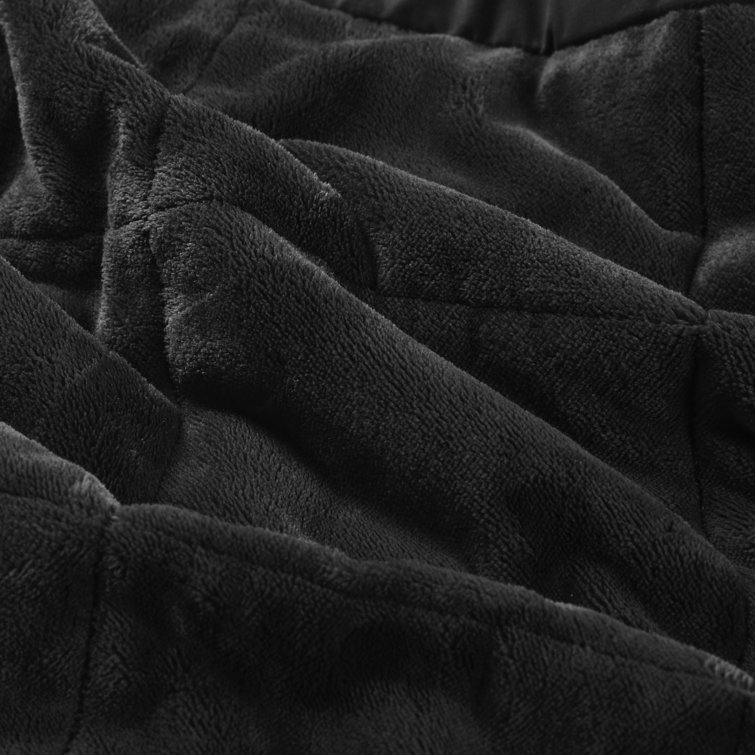 Twin Black Reversible Microfiber Plush Blanket