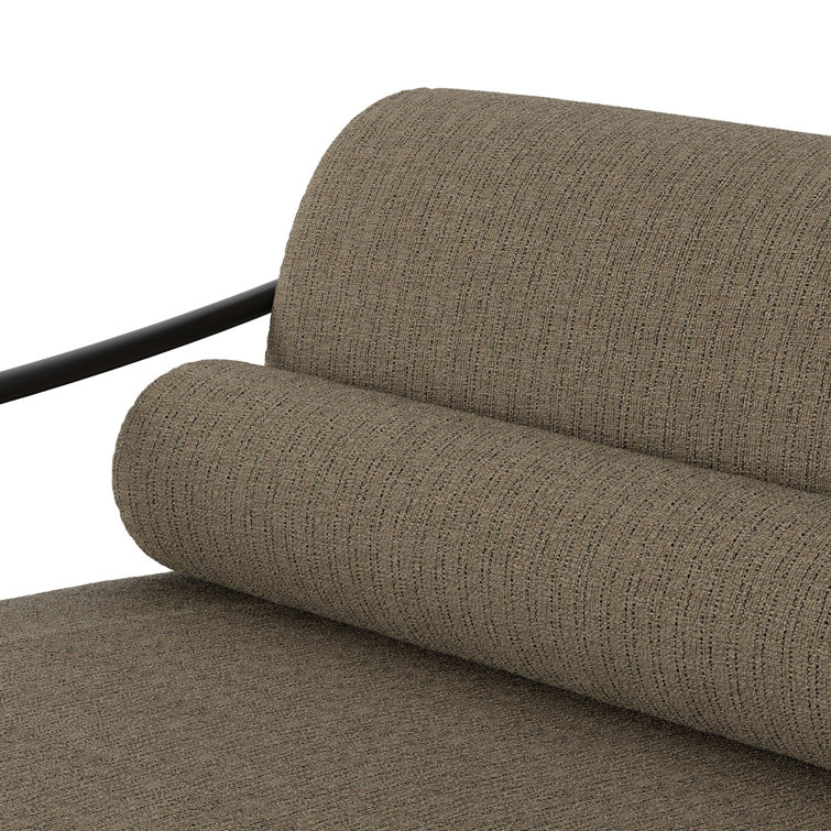 Greige Woven Aluminum Outdoor Couch with Black Finish