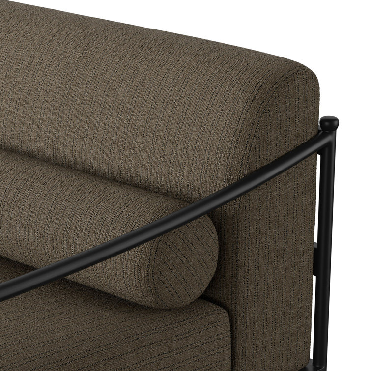 Greige Woven Aluminum Outdoor Couch with Black Finish