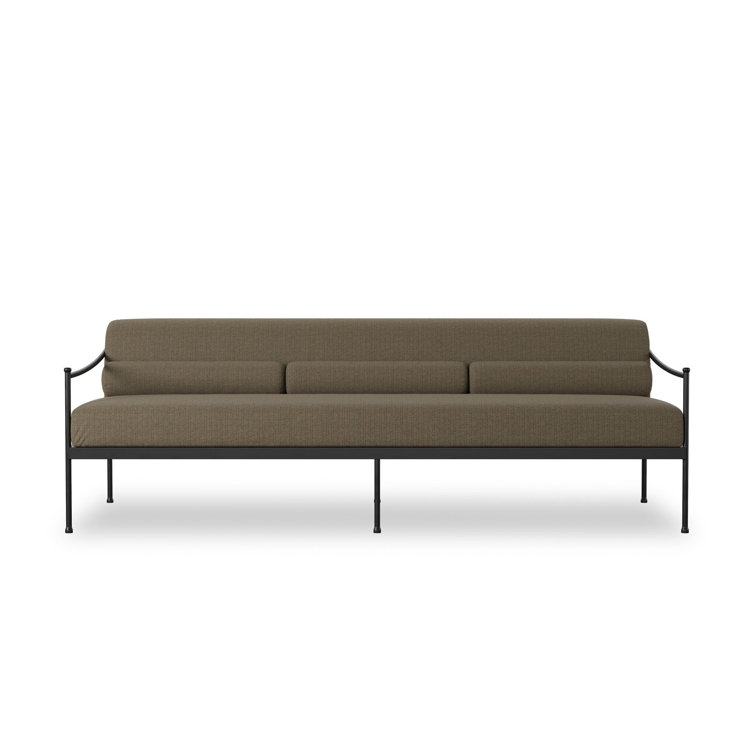 Greige Woven Aluminum Outdoor Couch with Black Finish