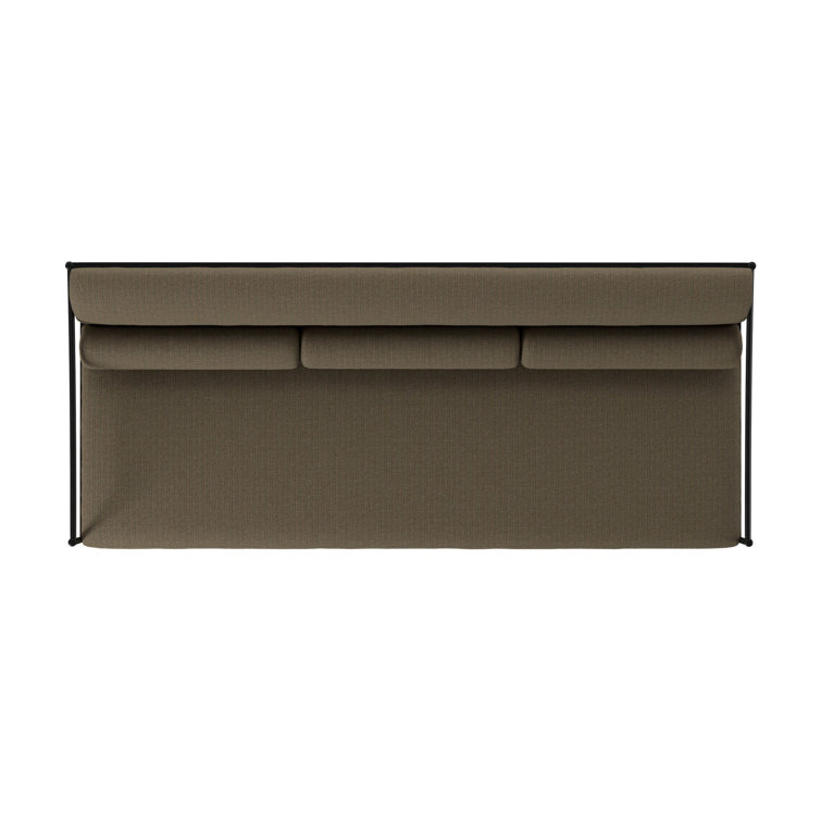 Greige Woven Aluminum Outdoor Couch with Black Finish