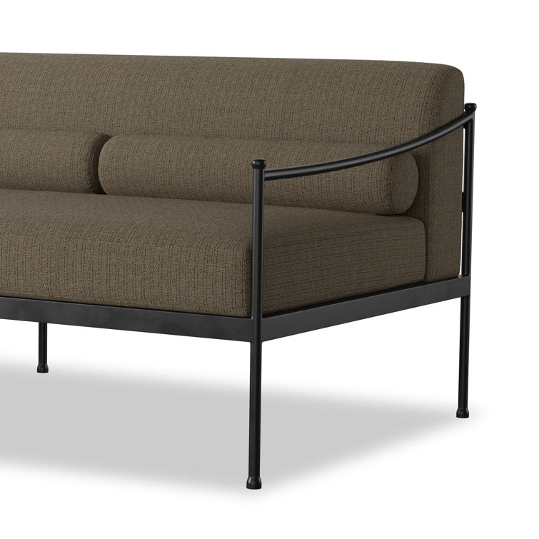 Greige Woven Aluminum Outdoor Couch with Black Finish