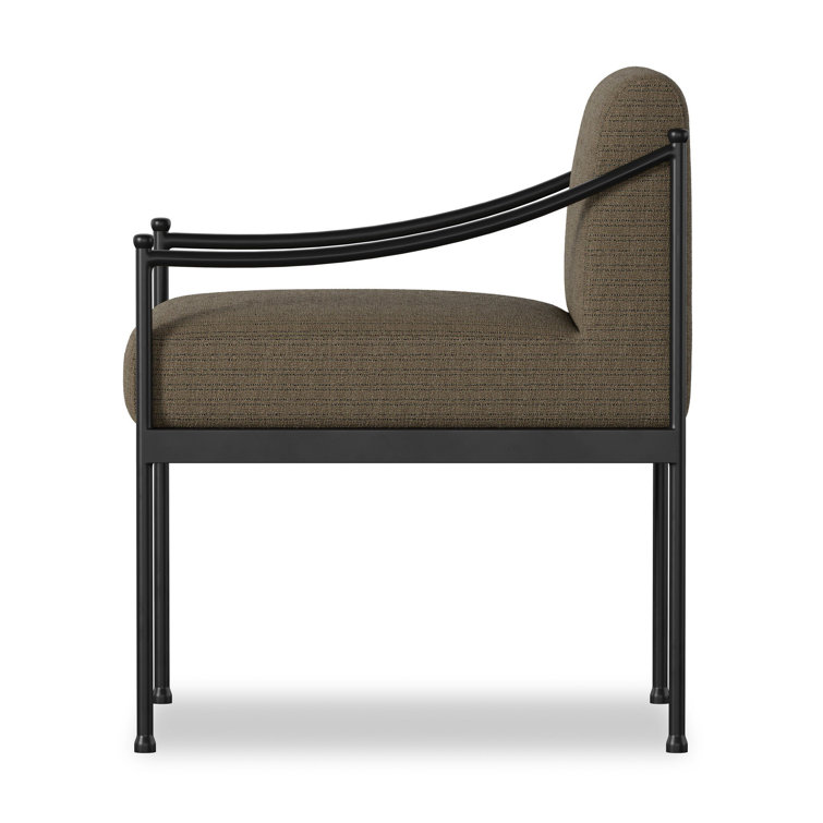 Stripe Upholstered Metal Frame Indoor/Outdoor Dining Chair