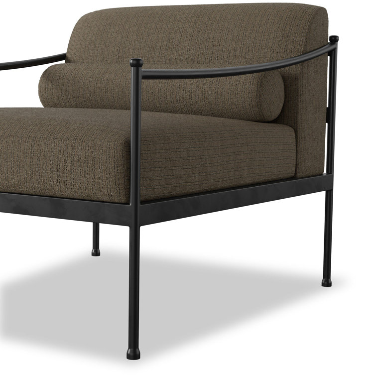 Taupe Woven Aluminum Outdoor Accent Chair with Cushions