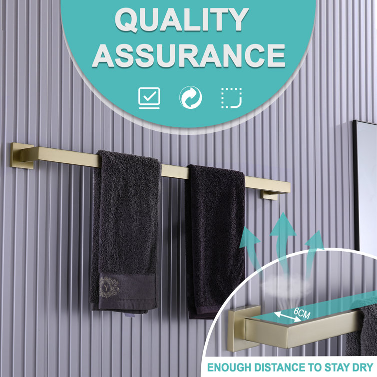 Brushed Gold Stainless Steel Wall Mounted Towel Bar