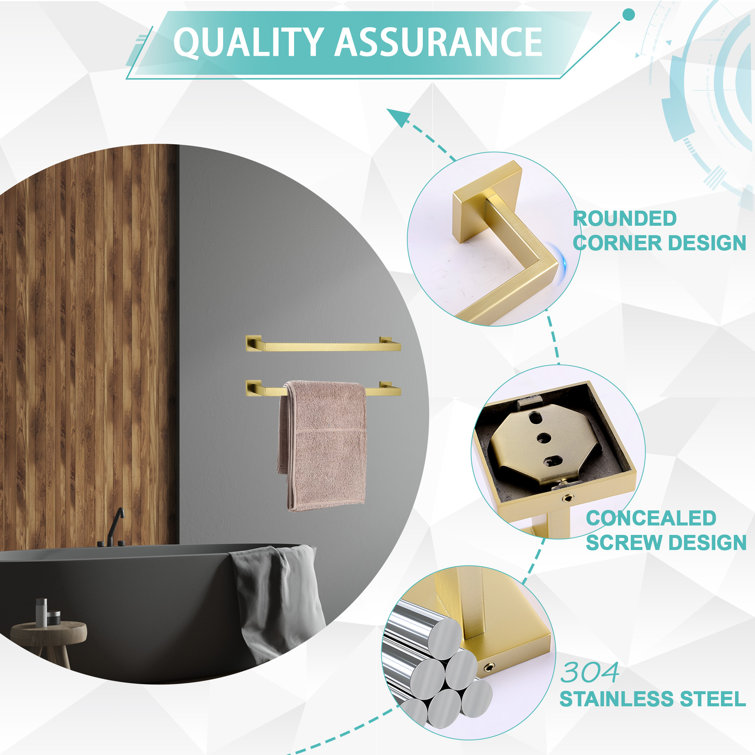 Brushed Gold Stainless Steel Wall Mounted Towel Bar