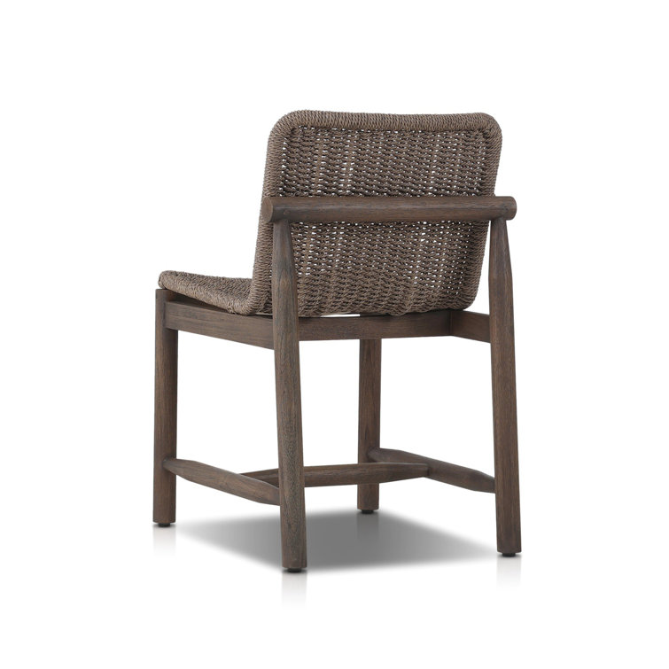 Dark Gray and Brown Woven Outdoor Dining Chair