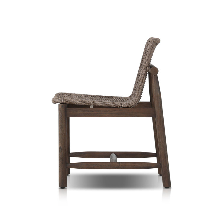 Dark Gray and Brown Woven Outdoor Dining Chair