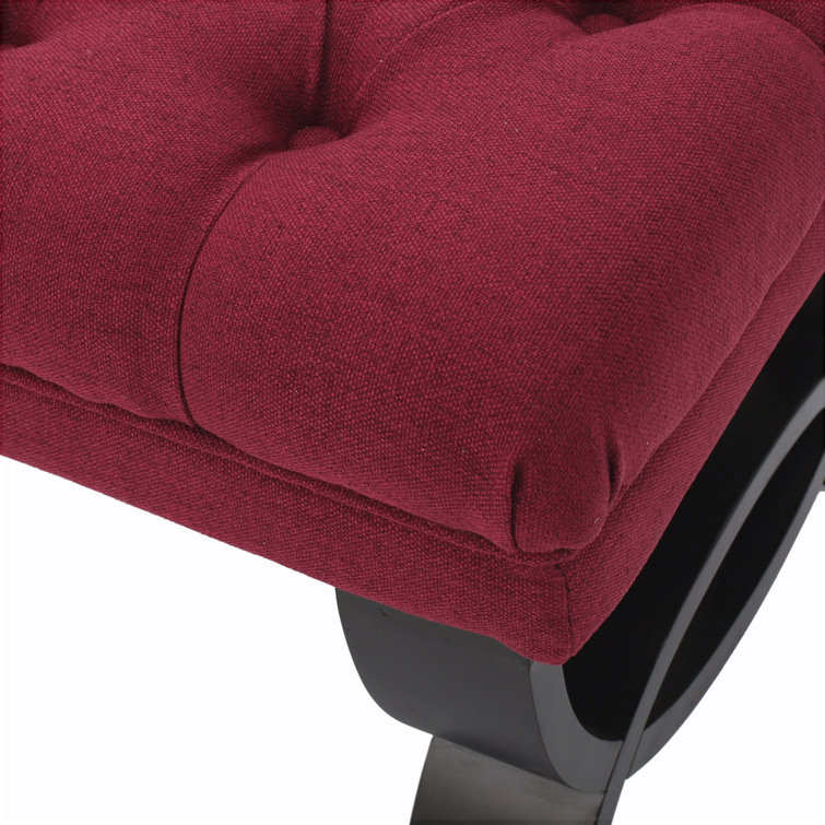 Scarlett Tufted Red Fabric Ottoman Bench with Black Legs