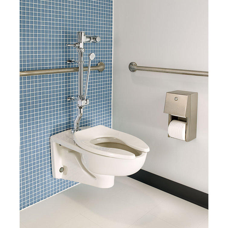 White Ceramic Wall-Mounted Elongated Toilet Bowl