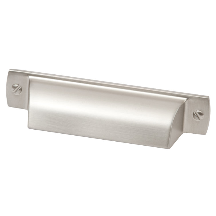 Satin Nickel Brushed Industrial Cup Pull with Mounting Hardware