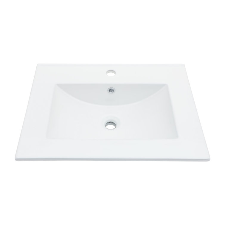 24x18" White Ceramic Rectangular Vanity Top with Single Sink