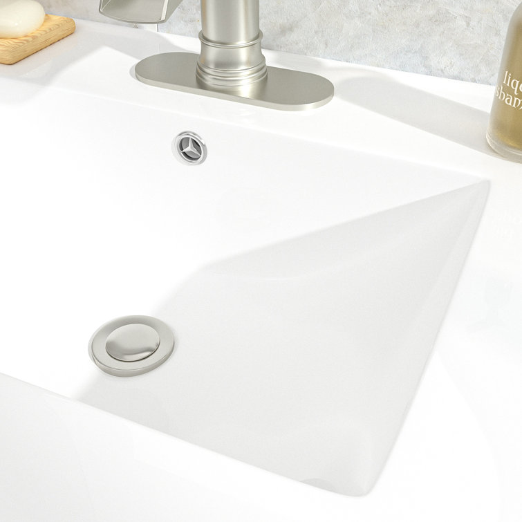 24x18" White Ceramic Rectangular Vanity Top with Single Sink