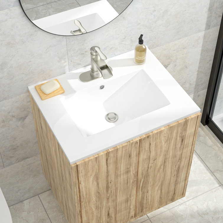 24x18" White Ceramic Rectangular Vanity Top with Single Sink