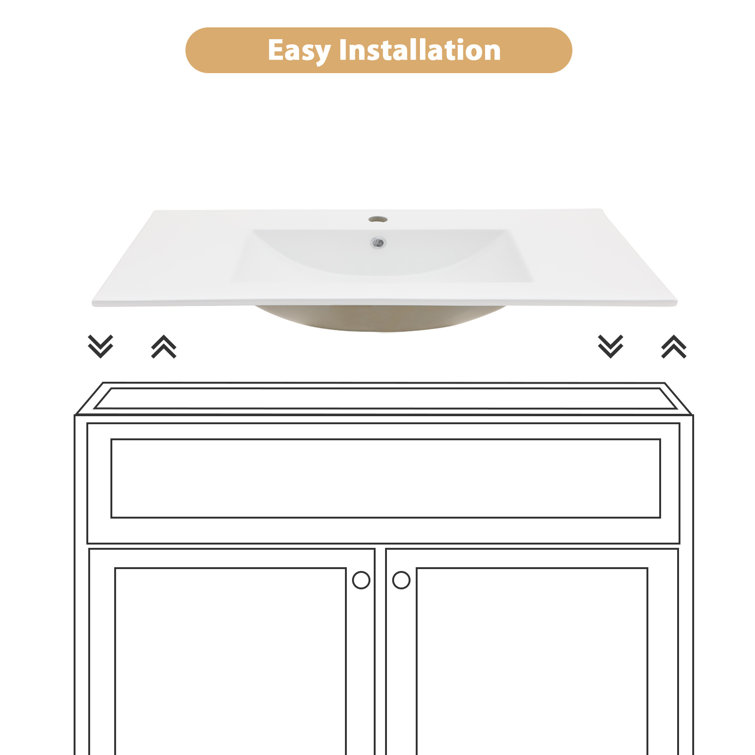 24x18" White Ceramic Rectangular Vanity Top with Single Sink