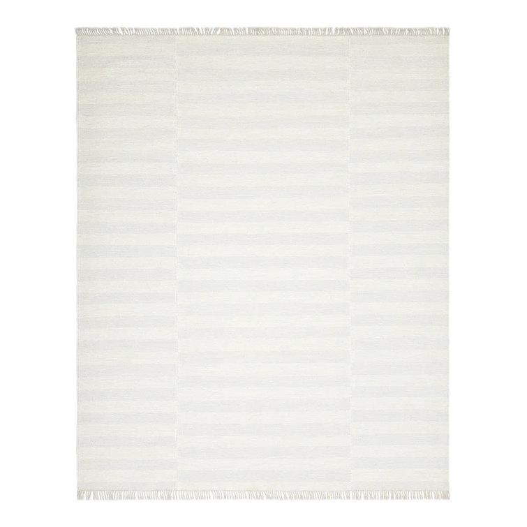Handmade Ivory Wool 8' x 10' Flat Woven Rectangular Area Rug