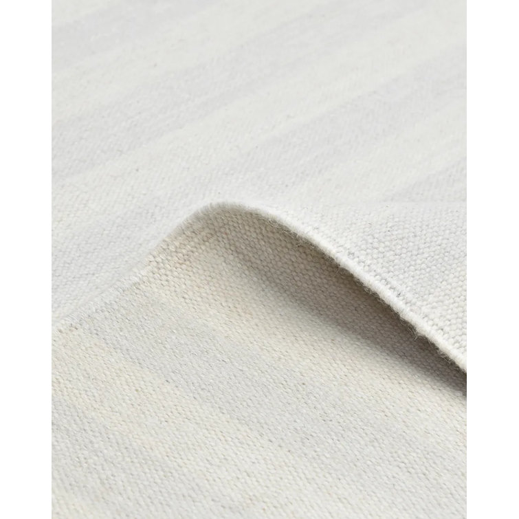Handmade Ivory Wool 8' x 10' Flat Woven Rectangular Area Rug