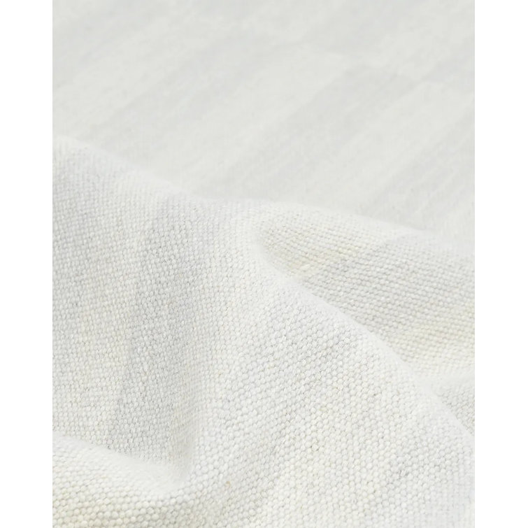 Handmade Ivory Wool 8' x 10' Flat Woven Rectangular Area Rug