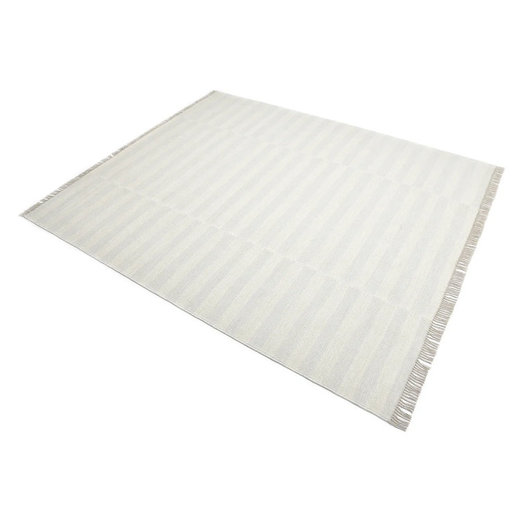 Handmade Ivory Wool 8' x 10' Flat Woven Rectangular Area Rug
