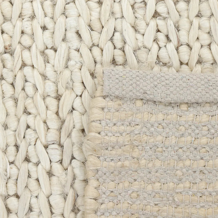 Transitional Hand-Knotted Beige Cotton Area Rug, 9' x 12'