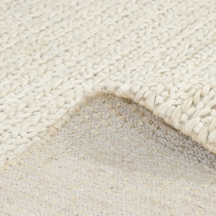 Transitional Hand-Knotted Beige Cotton Area Rug, 9' x 12'