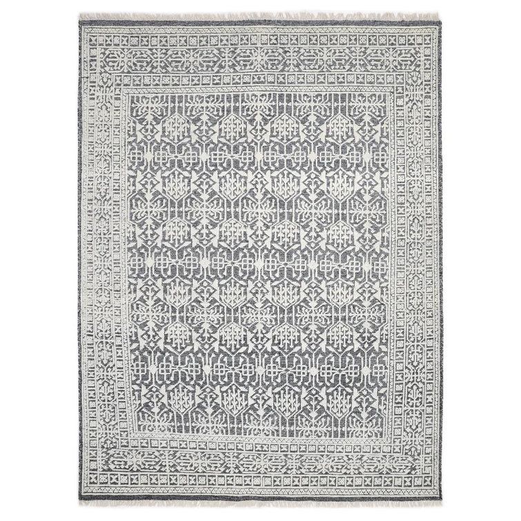 Elegant Hand-Knotted Wool-Viscose Blend Gray Area Rug, 9' x 12'