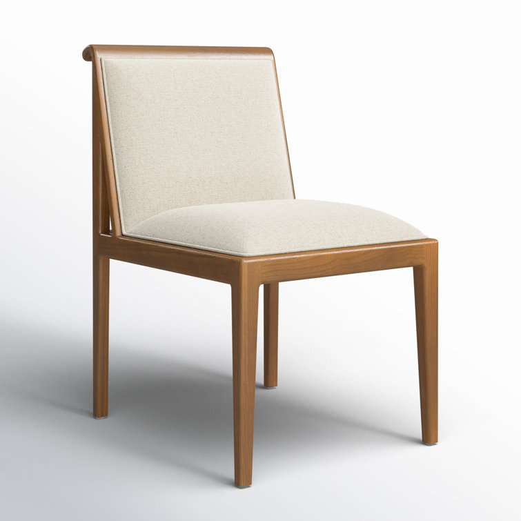 Natural Linen Upholstered Wood Side Chair, 34-inch Height