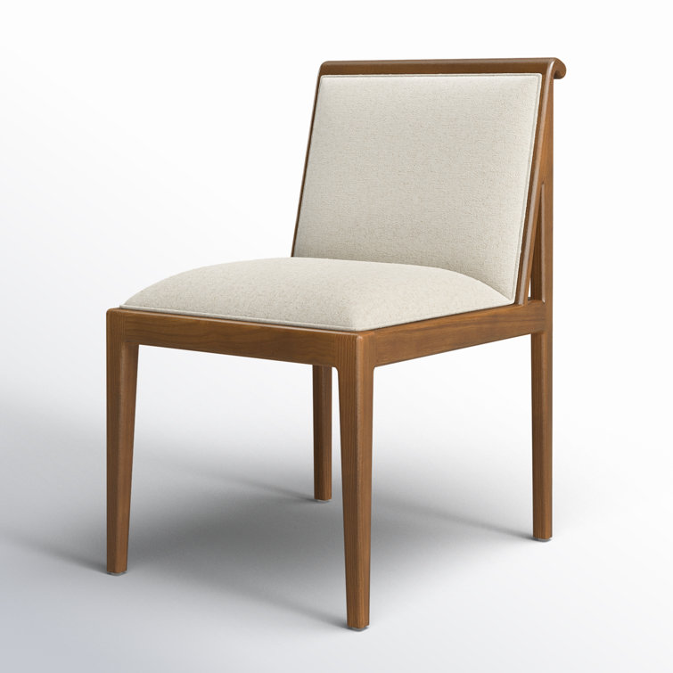 Natural Linen Upholstered Wood Side Chair, 34-inch Height