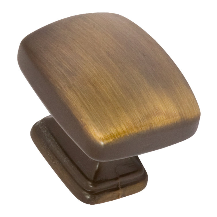 Vintage Brass Rectangular Cabinet Knob with Mounting Hardware