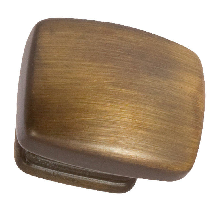 Vintage Brass Rectangular Cabinet Knob with Mounting Hardware