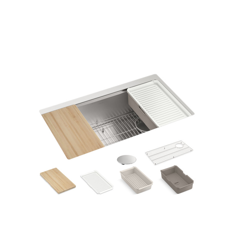 Strive 32" Stainless Steel Undermount Single-Bowl Kitchen Sink with Drainboard