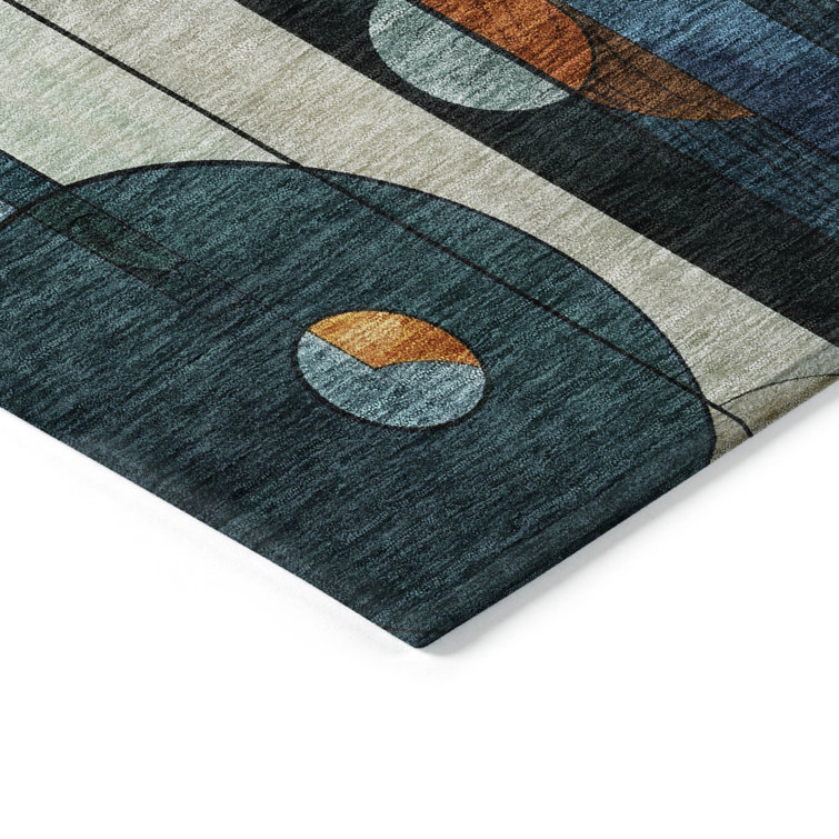 Addison Blue 5' x 7' Synthetic Washable Area Rug