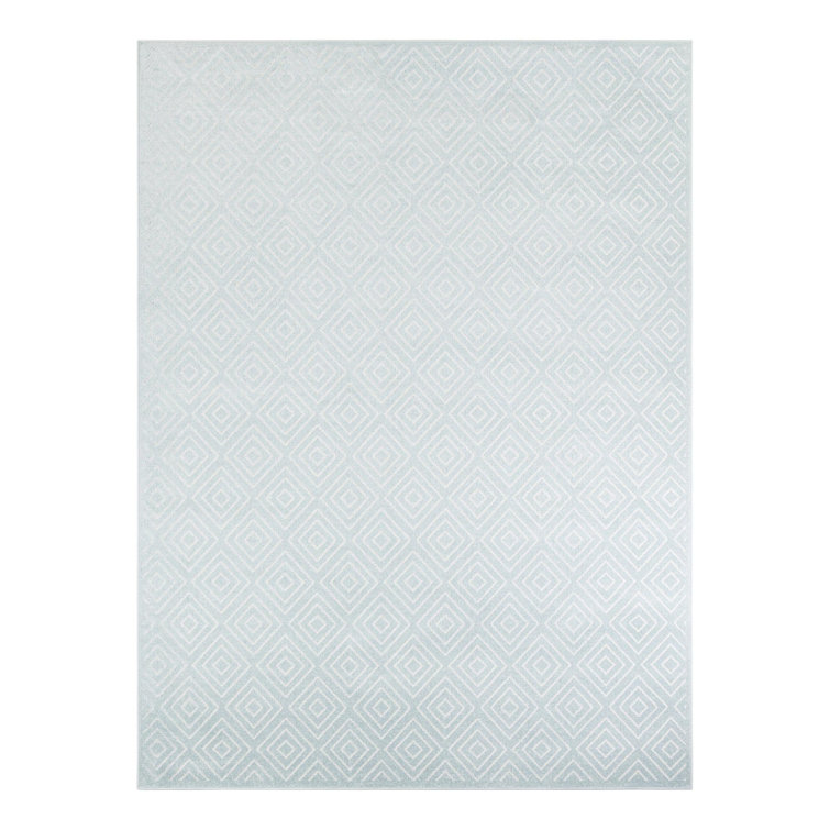 Logan Light Blue Synthetic Geometric Outdoor Rug, 9' x 12'