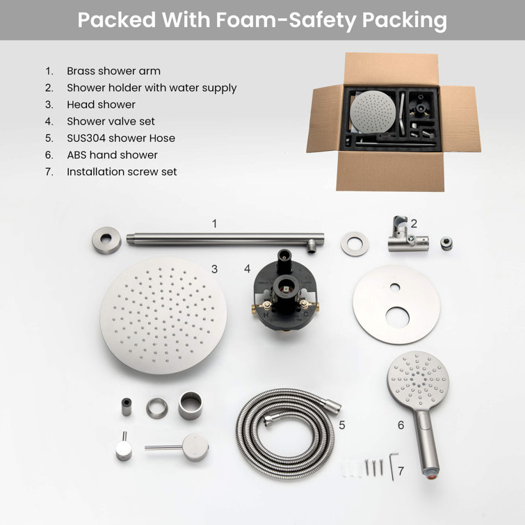 Brushed Nickel Wall Mounted Rain and Mist Shower System