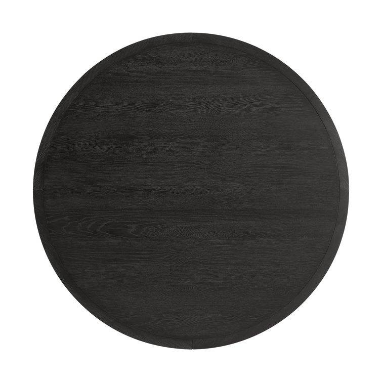 54" Black Oak Veneer Round Dining Table with Cross Base