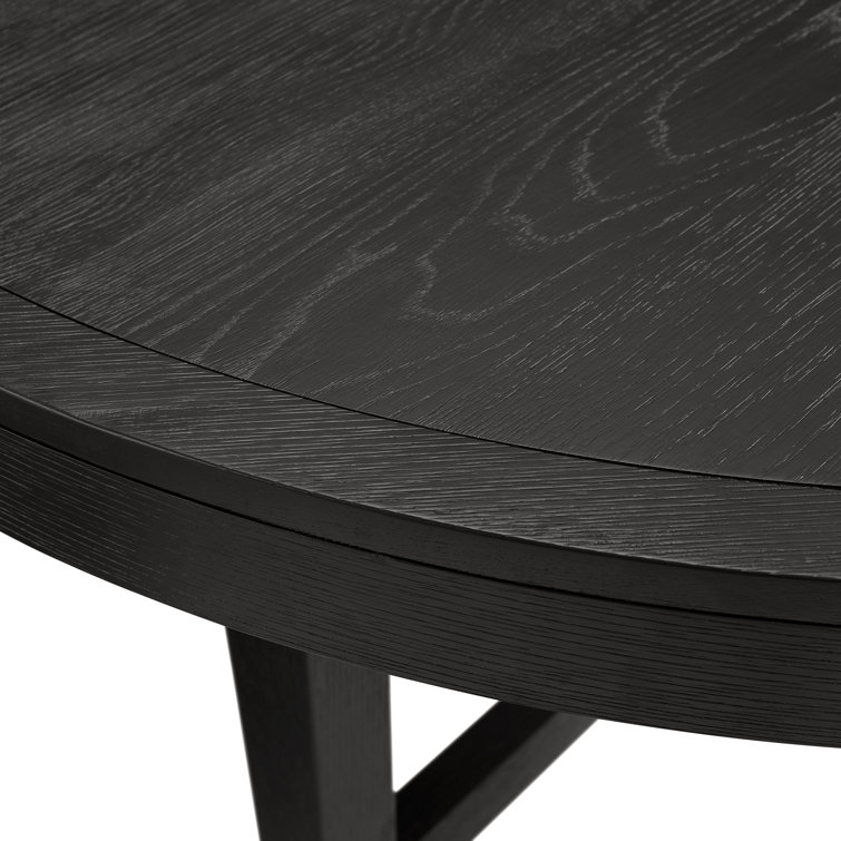 54" Black Oak Veneer Round Dining Table with Cross Base