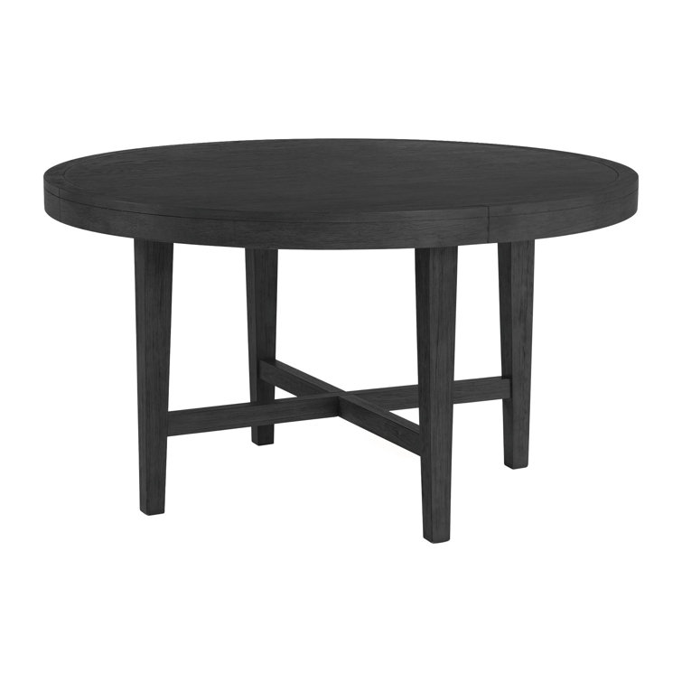 54" Black Oak Veneer Round Dining Table with Cross Base
