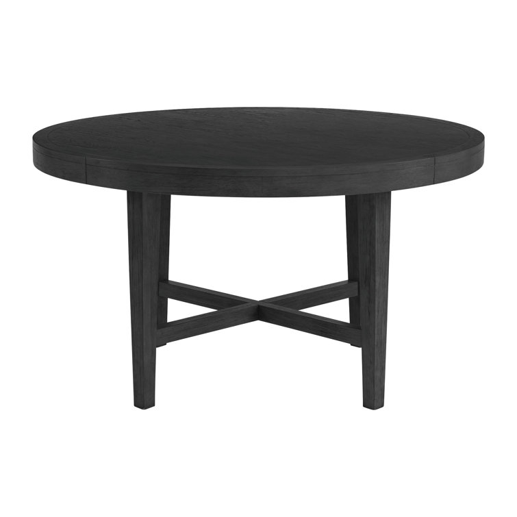 54" Black Oak Veneer Round Dining Table with Cross Base