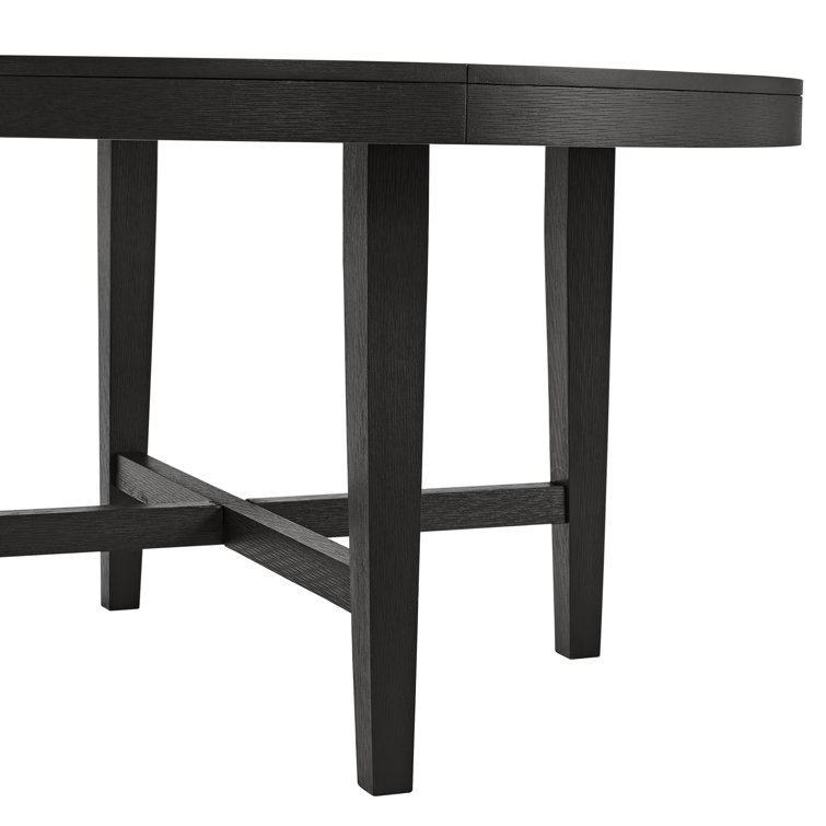 54" Black Oak Veneer Round Dining Table with Cross Base