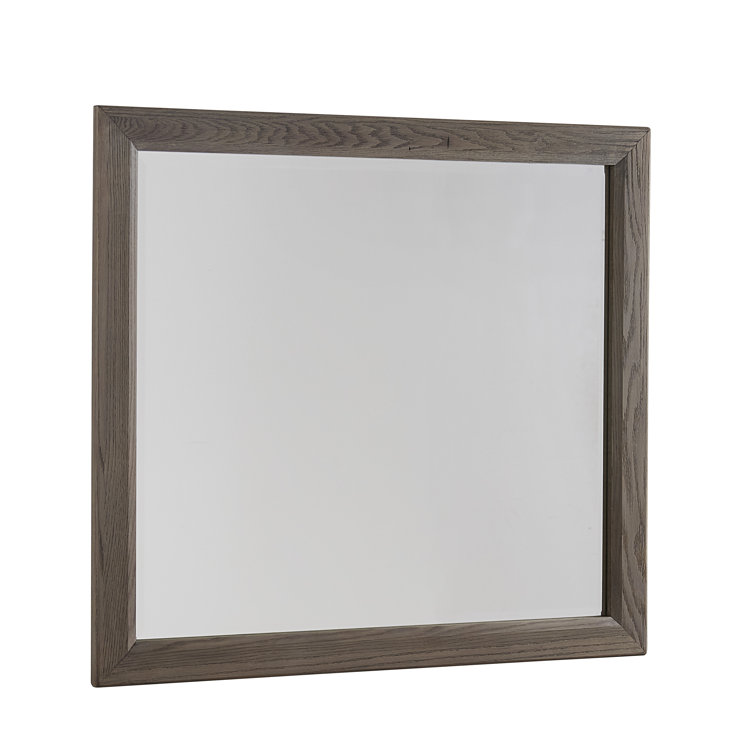 Gray Wood Landscape Mirror with Wide Frame