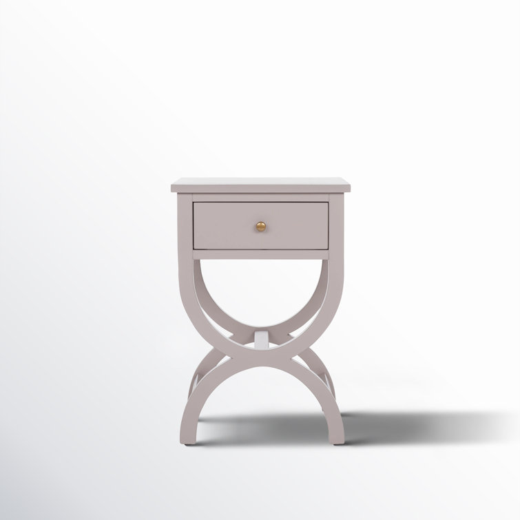 Dalat Vintage White Poplar Wood Night Table with Zinc Knob