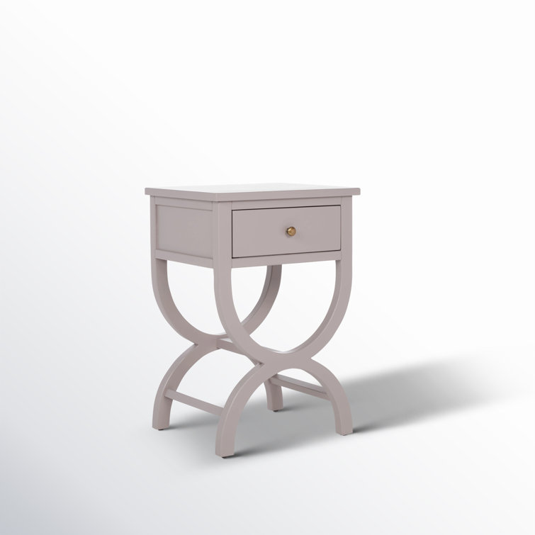Dalat Vintage White Poplar Wood Night Table with Zinc Knob