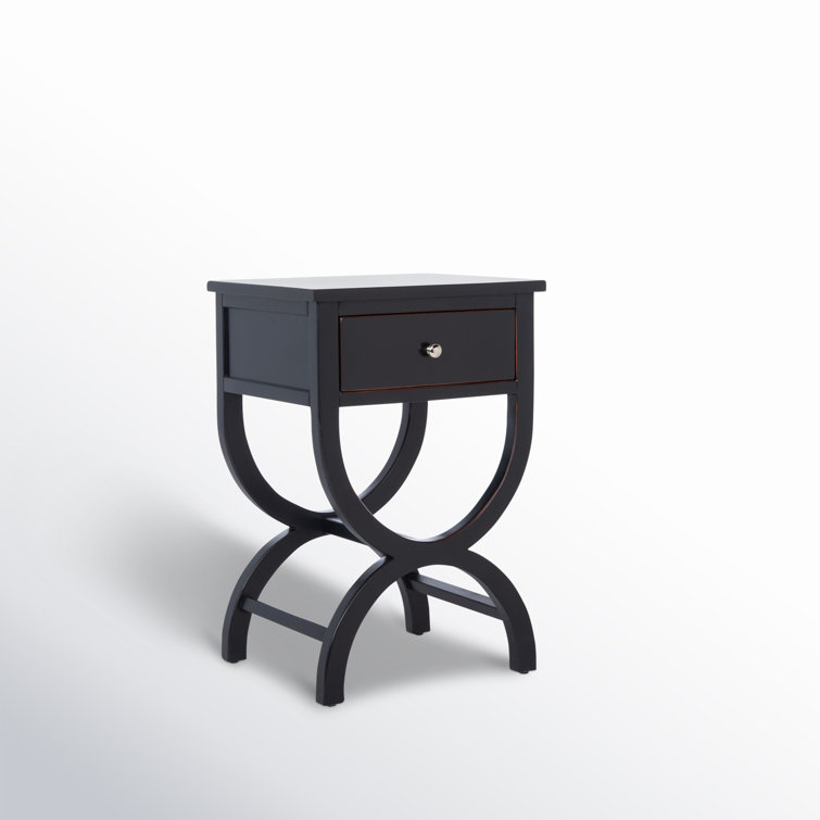 Safavieh Transitional Black Wood and Metal Nightstand with Storage