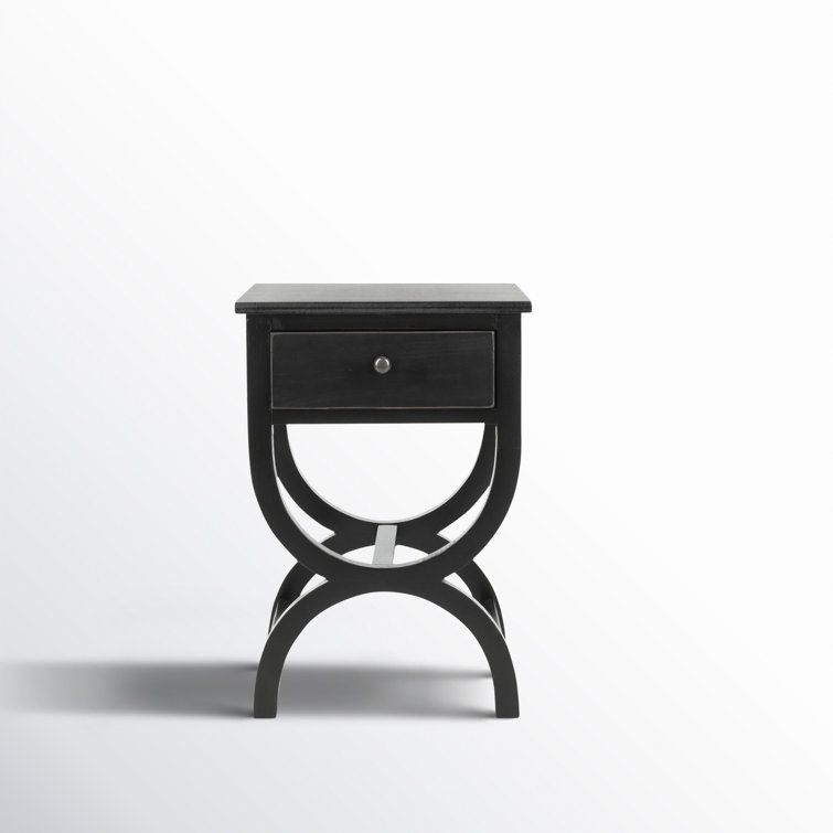 Safavieh Transitional Black Wood and Metal Nightstand with Storage