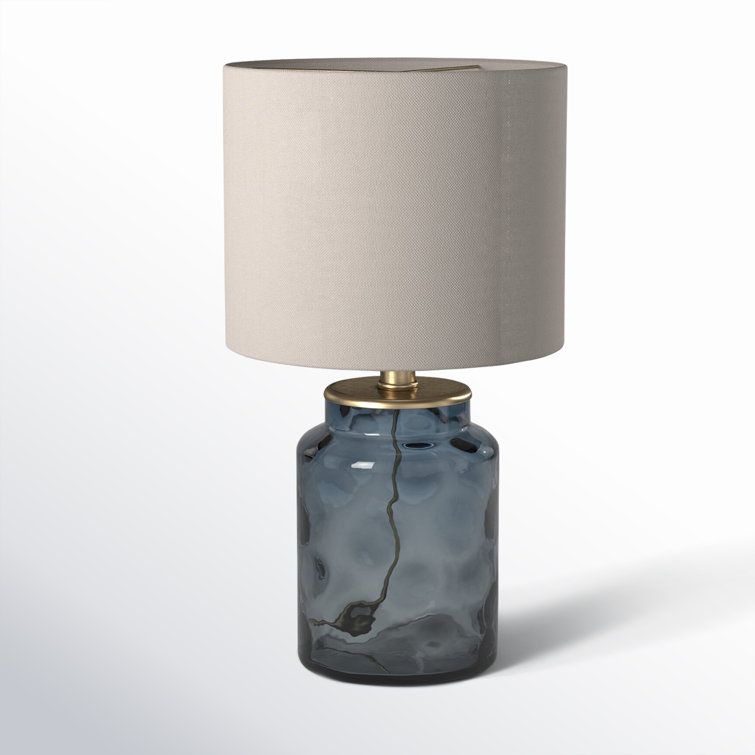 Ashburn 15'' Blue Glass Transitional Table Lamp with White Shade