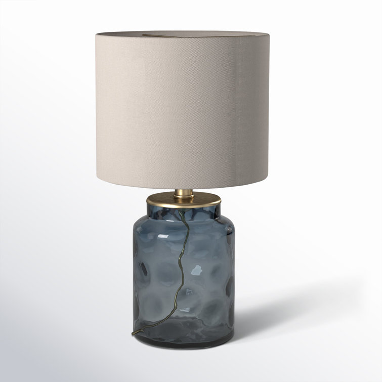 Ashburn 15'' Blue Glass Transitional Table Lamp with White Shade