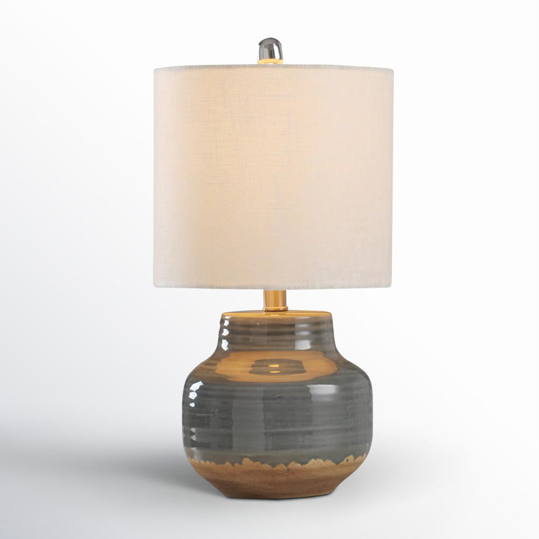 Prova 20" Grey Ceramic Table Lamp with Beige Hardback Shade