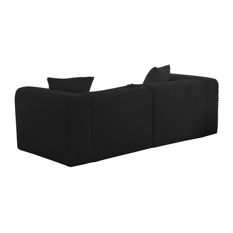 Tarra Oversized Black Corduroy Modular Loveseat