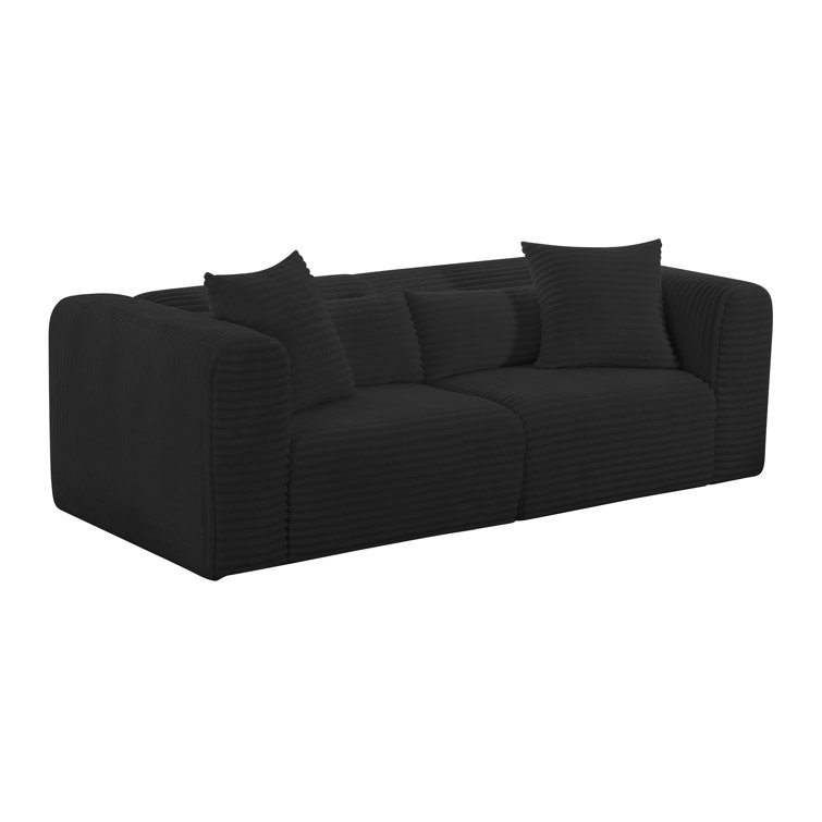 Tarra Oversized Black Corduroy Modular Loveseat