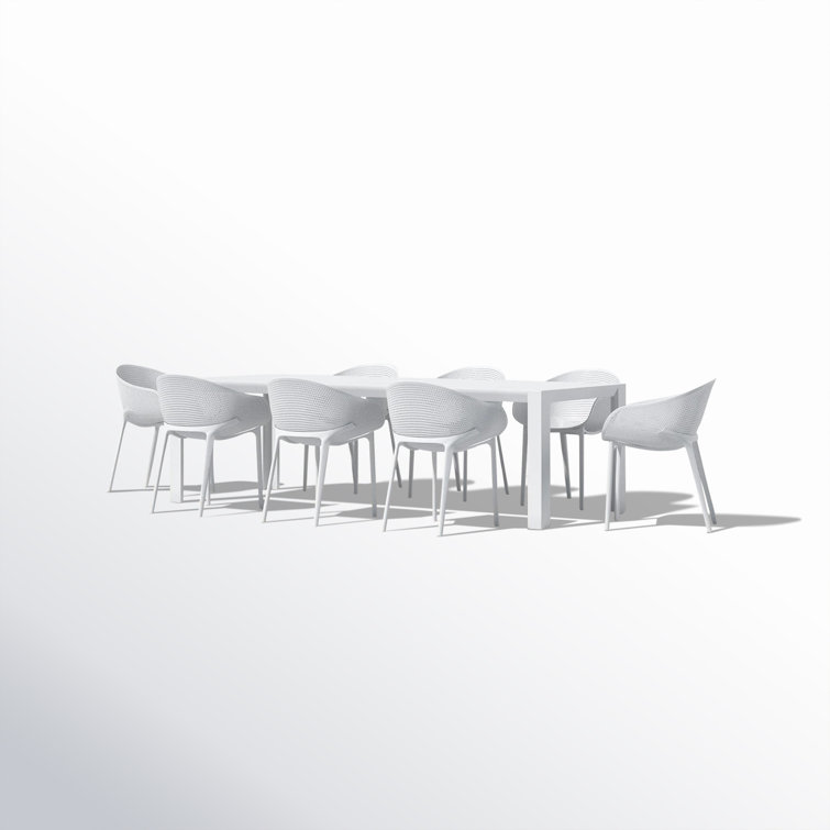 Farrah Contemporary Rectangular 8-Person Extendable Outdoor Dining Set